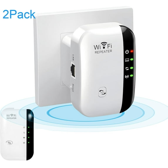 2 Pack WiFi Extender, WiFi Extenders Signal Booster for Home Up to 3000 sq.ft and 20 Devices, WiFi Range Extender, Wireless Repeater, Long Range Amplifier with Ethernet Port, 1-Tap Setup