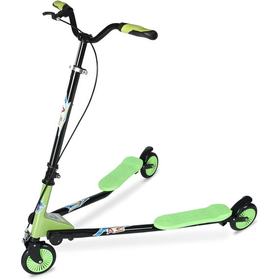 Swing Wiggle Scooter, 3 Wheels Drifting Folding Kick Scooter with 4-Level Adjustable Height/Foldable for Kids/Woman/Men Age 6+ Years Old