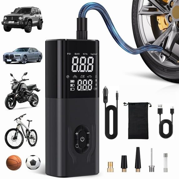 REHOTTOP 180PSI Tire Inflator, 6X Faster Portable Air Compressor for Car, Tire Pump with Auto Shutoff for Car, Motorcycle, Bike and Ball