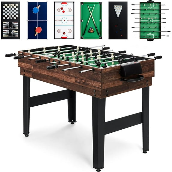 11-in-1 Multi Game Set for Adults and Family, 48" Game Table with Hockey, Foosball, Pool, Ping Pong, Shuffleboard, Chess, Checkers, Bowling, Backgammon