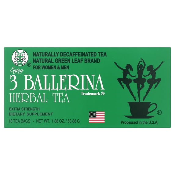 3 Ballerina Herbal Tea Men And Women Dieters' Drink Extra Strength Original Flavor 18 Tea Bags