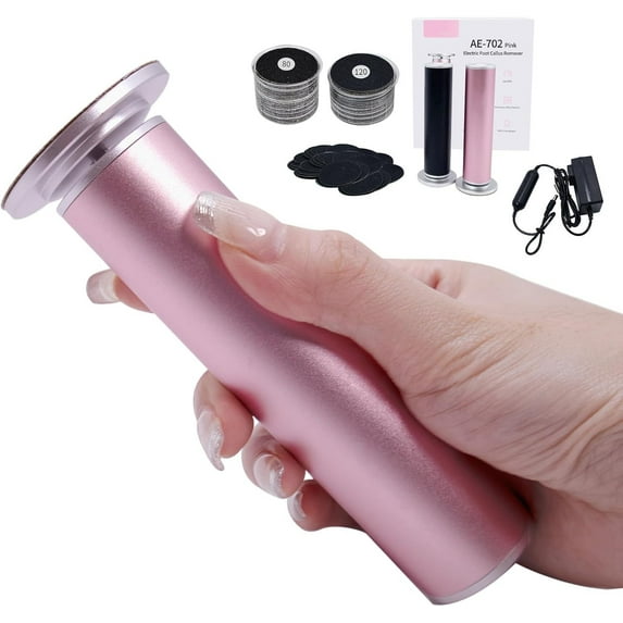 4.8IN Longer Electric Foot Callus Remover, Professional Aluminum Callus Remover for Feet with 80pcs Sandpaper Discs, Stepless Speed Control Pedicure Tools for Dead Skin Calluses (Rose Pink)