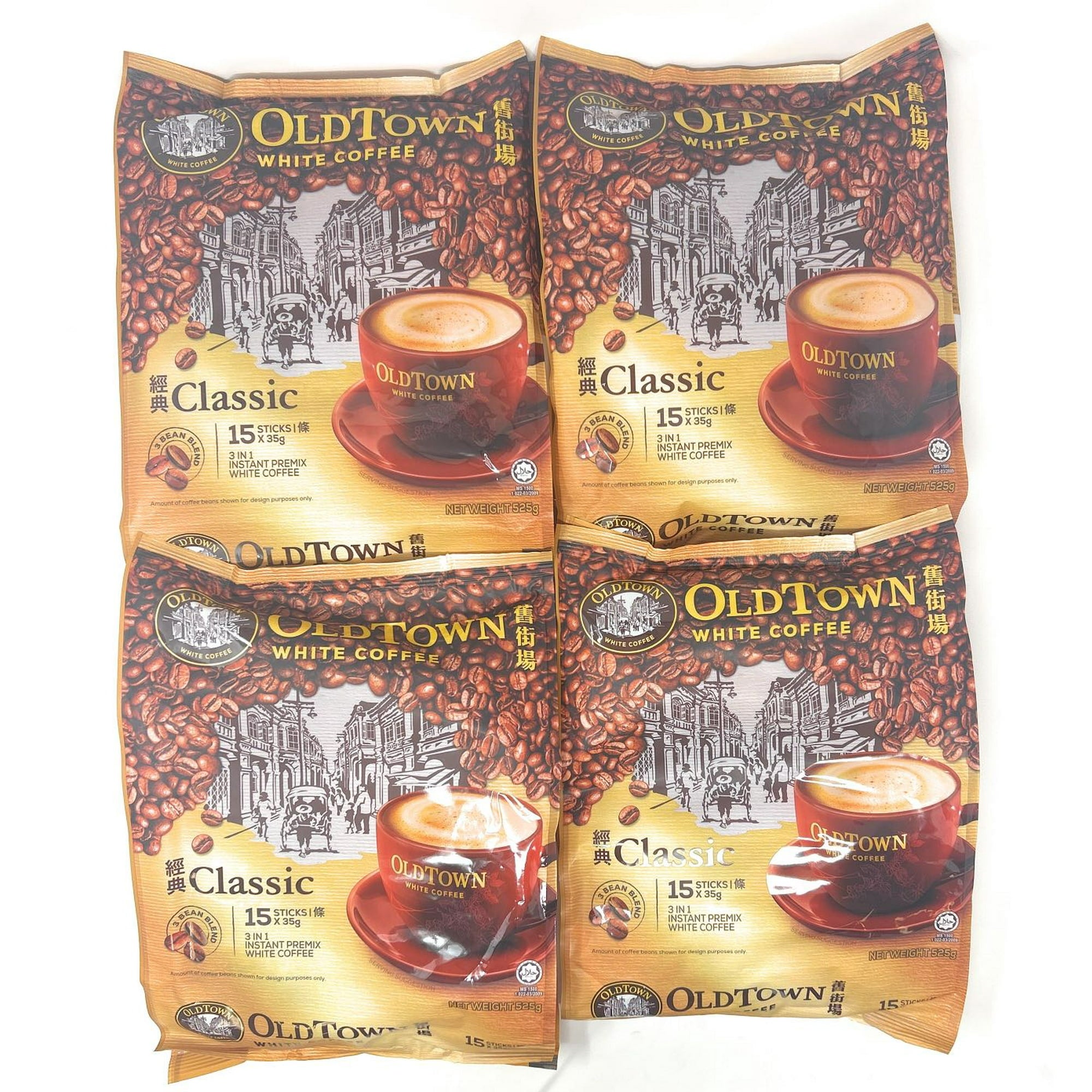 4 Packs OLD TOWN 3 in 1 Classic White Coffee