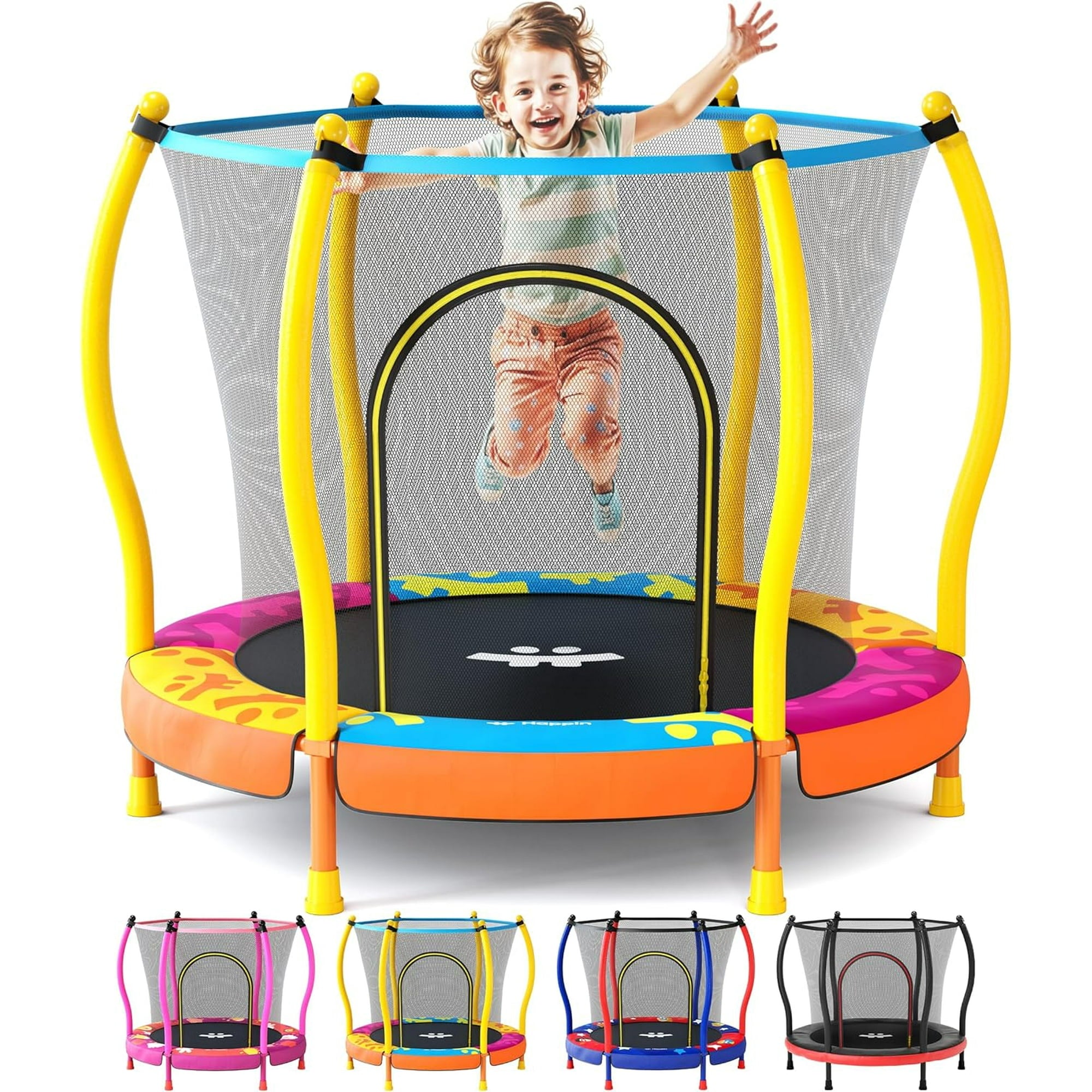 55" Toddler Trampoline for Kids, Kids Trampoline with Enclosure Net and Balls
