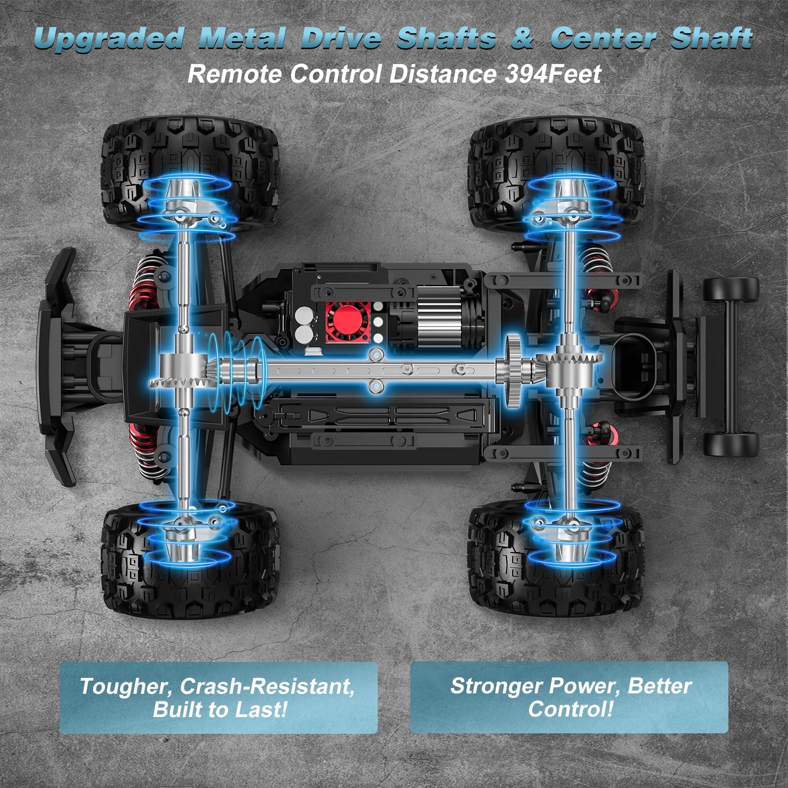 AUOSHI 1:16 Brushless Remote Control Car – 40+MPH Fast Off-Road RC Toy Truck, 4WD All-Terrain, 70 Min Runtime w/ 2 Batteries, LED Lights, Waterproof, Full Metal Drive Shaft – Gift for Kids & Adults
