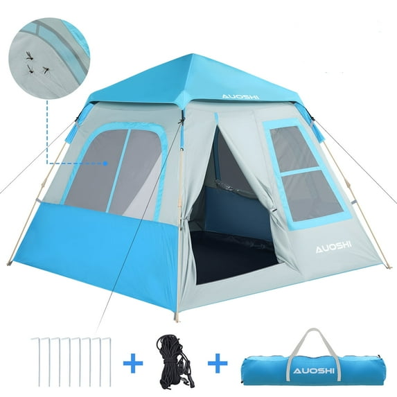 AUOSHI Tents for Camping for 4-5 Person with Carry Bag Waterproof Setup 2 Doors-Instant Camping Tent Hiking & Traveling
