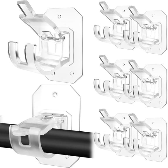 8PCS No Drill Curtain Rods Brackets No Drilling Self Adhesive Curtain Rod Holder Hooks Nail Free Adjustable Curtain Rod Hooks Curtain Hangers for Bathroom Kitchen Home Bathroom and Hotel Transparent